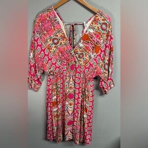 ePretty Pink and Orange Patterned Dress